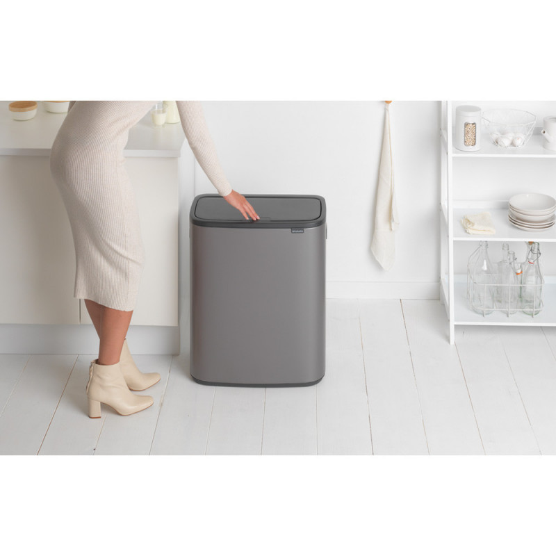 Cos pentru gunoi Brabantia Bo Touch 1001276, 60 L, Deschidere lina si silentioasa, Deschidere mare, Bronz