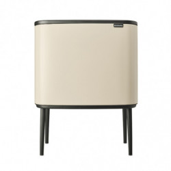 Cos pentru gunoi colectare selectiva Brabantia Bo Touch 1005550, 3x11 L, Deschidere lina si silențioasa, Deschidere mare, Bej