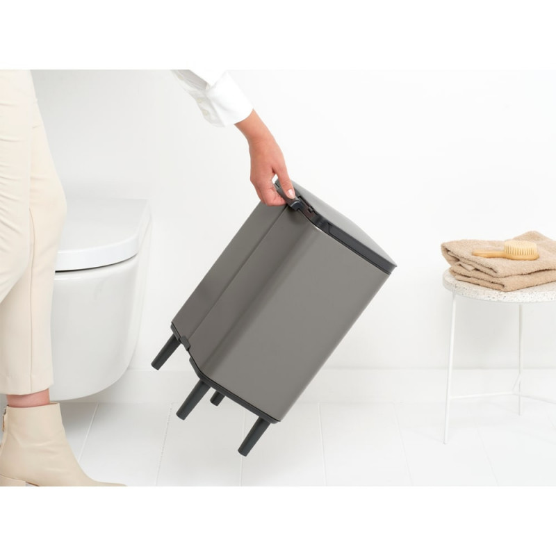 Cos pentru gunoi Brabantia Bo Small Hi 1006648, 12 L, Deschidere lina si silentioasa, Gri