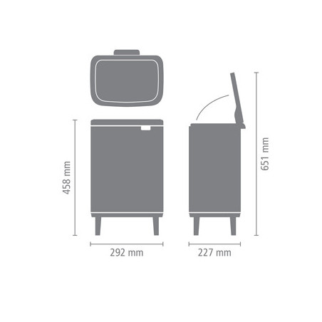 Cos pentru gunoi Brabantia Bo Small Hi 1006648, 12 L, Deschidere lina si silentioasa, Gri