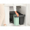 Cos colectare selectiva Brabantia Sort&Go 1008864, 2x10 L+20 L, Materiale ecologice, Economie de spatiu, Gri închis/Verde