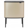 Copentru gunoi colectare selectivă Brabantia Bo Touch 1003216, 3x11 L, Deschidere lina si silentioasa, Deschidere mare, Auriu metalic