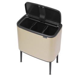 Copentru gunoi colectare selectivă Brabantia Bo Touch 1003216, 3x11 L, Deschidere lina si silentioasa, Deschidere mare, Auriu metalic