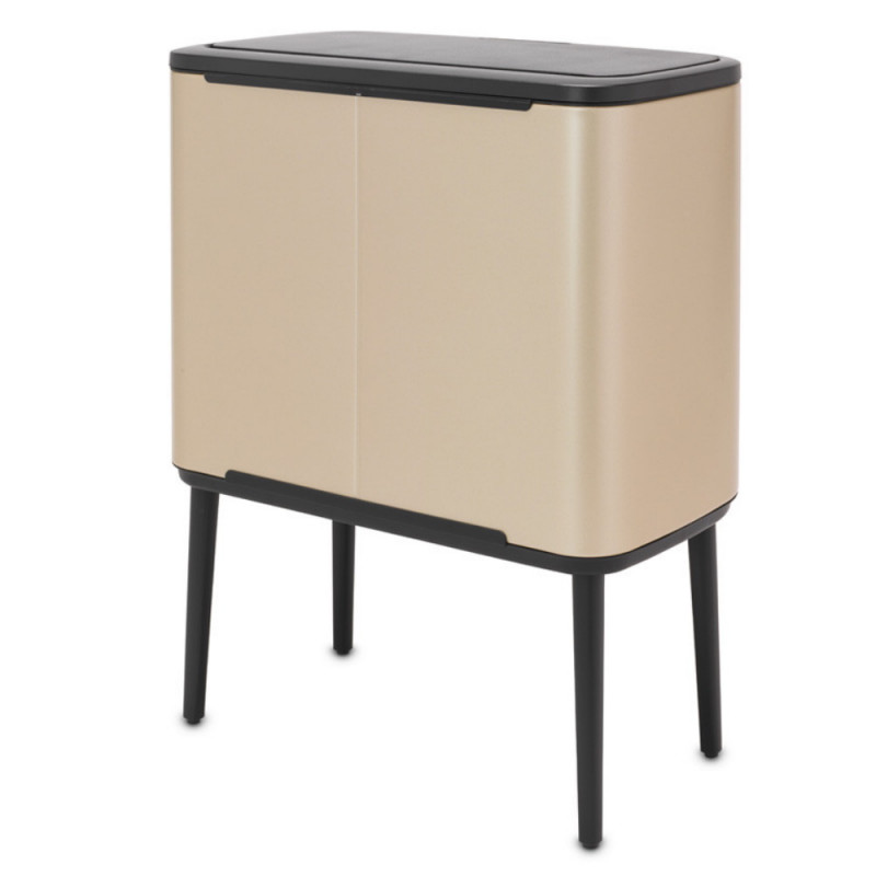 Copentru gunoi colectare selectivă Brabantia Bo Touch 1003216, 3x11 L, Deschidere lina si silentioasa, Deschidere mare, Auriu metalic