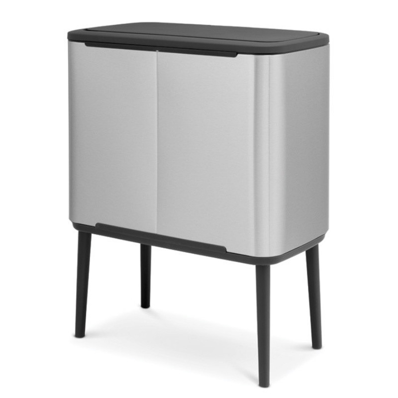 Cos pentru gunoi Brabantia Bo Touch 651115, 11/23 L, Inchidere usoara, Baza antiderapanta, Rezistent la amprente, Inox mat