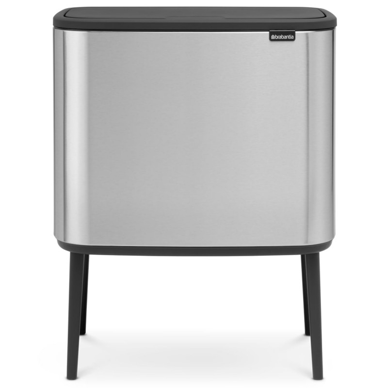 Cos pentru gunoi Brabantia Bo Touch 651115, 11/23 L, Inchidere usoara, Baza antiderapanta, Rezistent la amprente, Inox mat