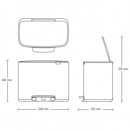 Cos pentru gunoi cu pedala Brabantia Bo Pedal 1000237, 36 L, Inchidere usoara, Baza antiderapanta, Rezistent la amprente, Inox mat