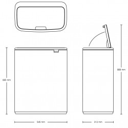 Cos pentru gunoi Brabantia Bo Touch 1001276, 60 L, Deschidere lina si silentioasa, Deschidere mare, Bronz