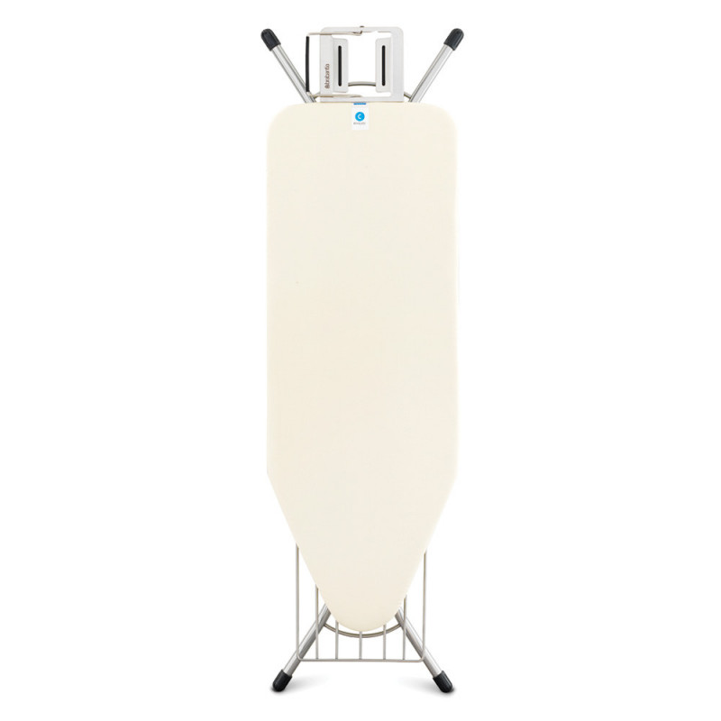 Masa de calcat Brabantia C 90300134, 124x45 cm, 7 pozitii reglabile, Suport pentru fier, Raft pentru haine, Ecru