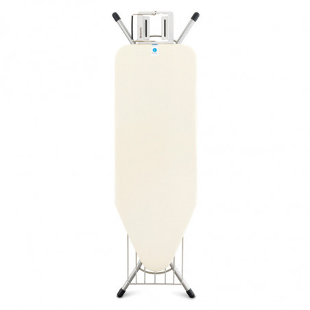 Masa de calcat Brabantia C 90300134, 124x45 cm, 7 pozitii reglabile, Suport pentru fier, Raft pentru haine, Ecru