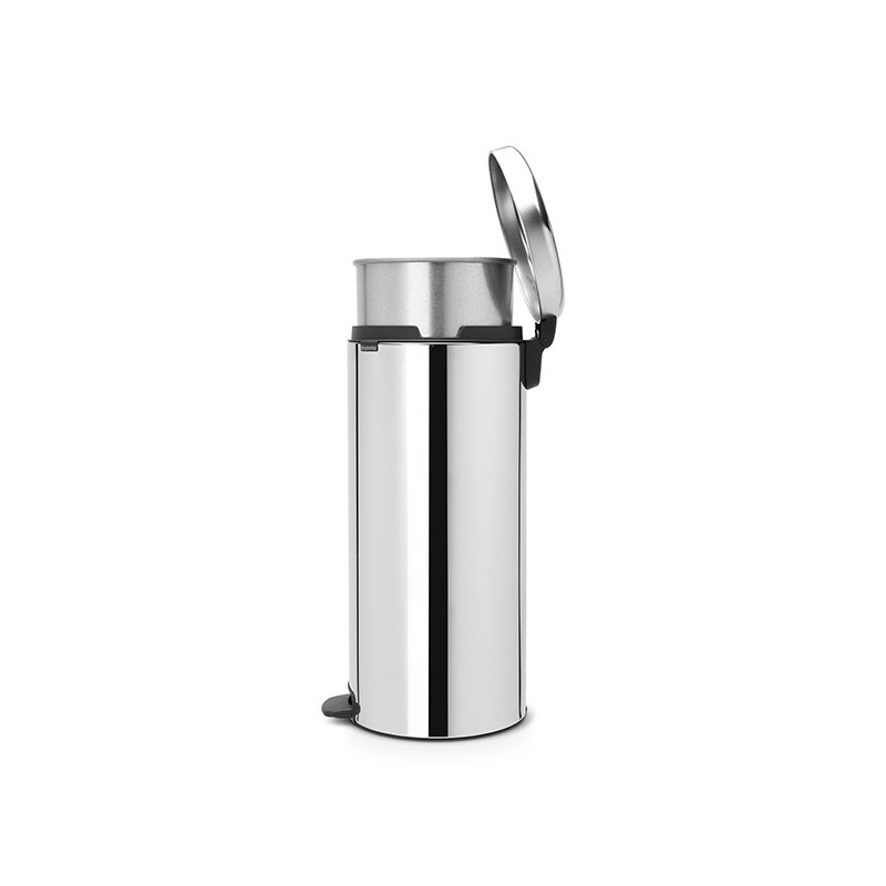 Cos de gunoi cu pedala Brabantia NewIcon 649064, 30 L, Inchidere lina, Bazа antiderapanta, Cos interior metalic, Inox