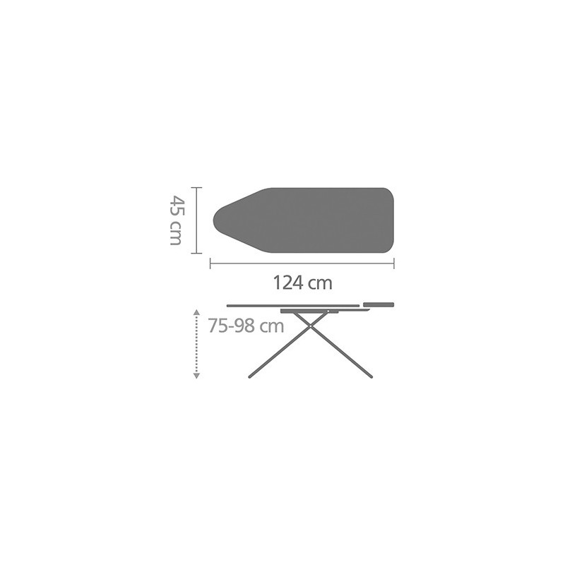 Masa de calcat Brabantia C 1003372, 124x45 cm, 7 pozitii de reglare, Suport generator de abur, Metalic