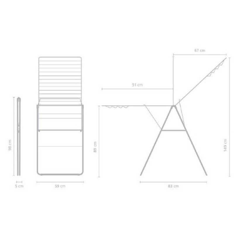 Uscator de rufe Brabantia Hangon 1004169, 25 m, 8 umerase, Reglabil, Blocare copii, Inox