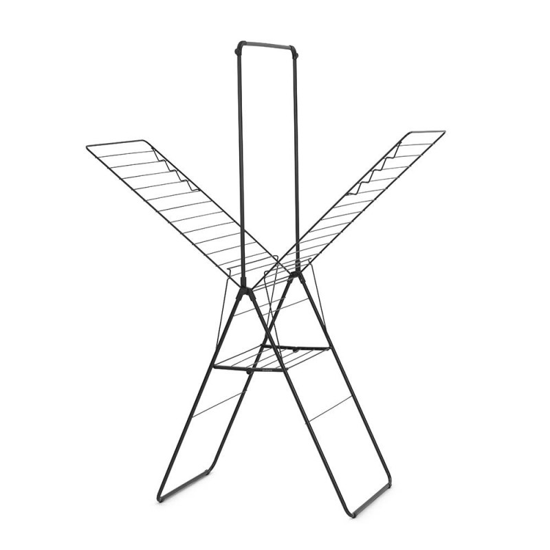 Uscator de rufe Brabantia Hangon 1004171, 25 m, 8 umerase, Blocare pentru copii, Tijă suplimentara, Negru mat