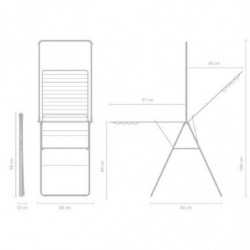 Uscator de rufe Brabantia Hangon 1004172, 25 m, 8 umerase, Blocare copii, Tija suplimentara, Inox