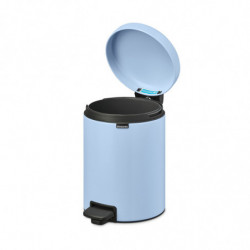 Cos de gunoi cu pedala Brabantia NewIcon 1005528, 5 l, Inchidere lina, Baza antiderapanta, Albastru deschis