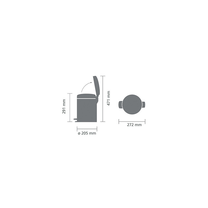 Cos de gunoi cu pedala Brabantia NewIcon 1005528, 5 l, Inchidere lina, Baza antiderapanta, Albastru deschis