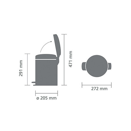 Cos de gunoi cu pedala Brabantia NewIcon 1005528, 5 l, Inchidere lina, Baza antiderapanta, Albastru deschis