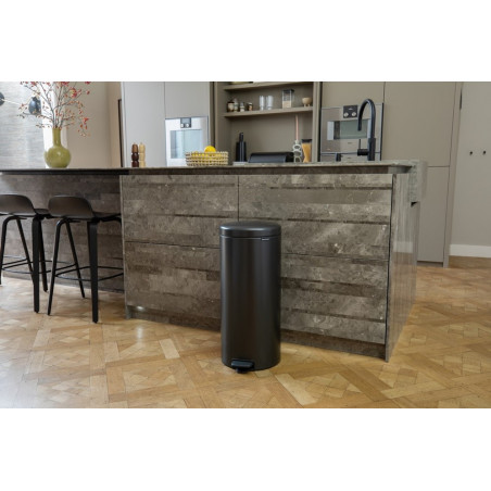 Cos de gunoi cu pedala Brabantia NewIcon 1008850, 30 L, Inchidere lina, Baza antiderapanta, Gri inchis