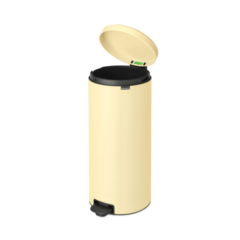 Cos de gunoi cu pedala Brabantia NewIcon 1008852, 30 L, Inchidere usoara, Baza antiderapantă, Galben