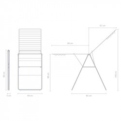 Uscator de rufe Brabantia Hangon 1004167, 25 m, 8 umerase, Reglabil, Blocare pentru copii, Alb