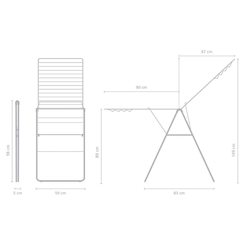 Uscator de rufe Brabantia Hangon 1004167, 25 m, 8 umerase, Reglabil, Blocare pentru copii, Alb