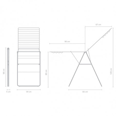 Uscator de rufe Brabantia Hangon 1004167, 25 m, 8 umerase, Reglabil, Blocare pentru copii, Alb