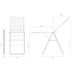 Uscator de rufe Brabantia Hangon 1004168, 25 m, 8 umerase, Reglabil, Blocare pentru copii, Negru mat