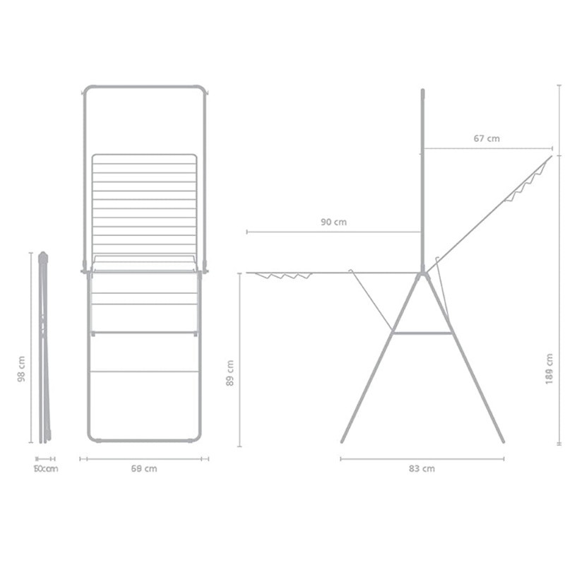 Uscator de rufe Brabantia Hangon 1004170, 25 m, 8 umerase, Blocare pentru copii, Tija suplimentara, Alb