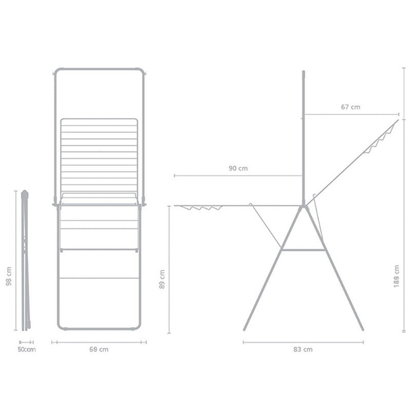 Uscator de rufe Brabantia Hangon 1004171, 25 m, 8 umerase, Blocare pentru copii, Tijă suplimentara, Negru mat