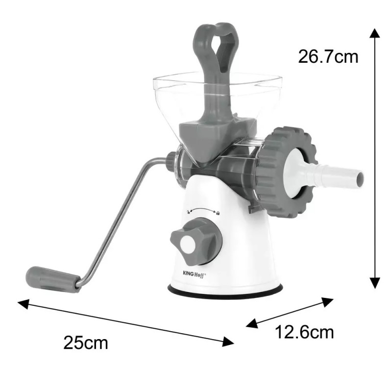 Masina de tocat carne Kinghoff KH 1874, Lame din otel inoxidabil, Macinare fina / grosiera, Accesorii, Alb/Gri