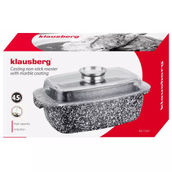 Tava pentru copt tip roaster Klausberg KB 7365, 4.5 L, Capac din sticla, Finisaj marmura, Inductie, Gri