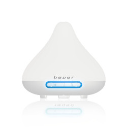 Difuzor de aroma Beper 70.402, 15.6 W, 140 ml, 2 trepte, Lumina LED, 7 culori, Alb