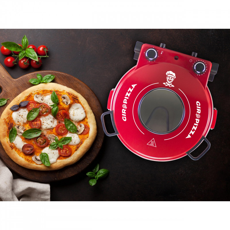 Cuptor electric pentru pizza Beper P101CUD301, 1200W, 31 cm, 5 trepte, Pana la 400°C, Timer, Rosu