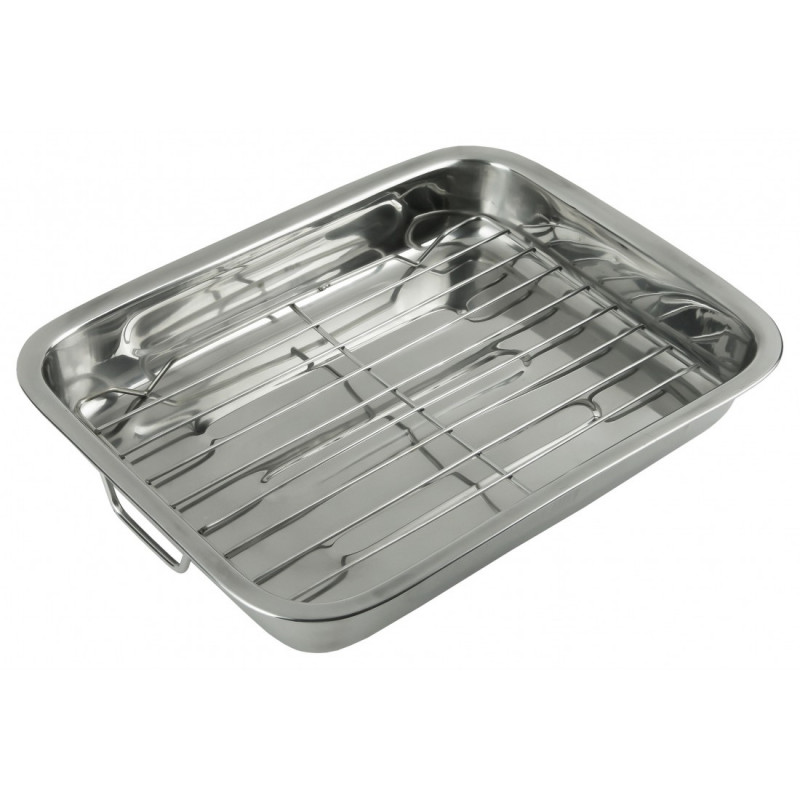 Tava pentru copt cu manere si gratar Kinghoff KH 1377, 36 cm, Gratar detasabil, Otel inoxidabil, Inox