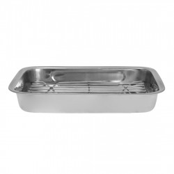 Tava pentru copt cu manere si gratar Kinghoff KH 1377, 36 cm, Gratar detasabil, Otel inoxidabil, Inox