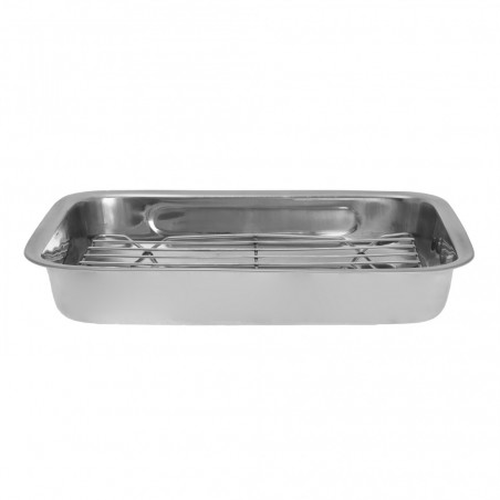 Tava pentru copt cu manere si gratar Kinghoff KH 1377, 36 cm, Gratar detasabil, Otel inoxidabil, Inox