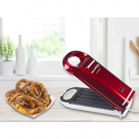 Aparat pentru churros Beper BT.600Y, 700W, Pentru 4 churros, Acoperire antiaderenta, Rosu