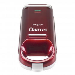 Aparat pentru churros Beper BT.600Y, 700W, Pentru 4 churros, Acoperire antiaderenta, Rosu