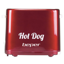 Aparat preparare hotdog Beper BT.150Y, 750W, 2 hotdog, 5 trepte, Tava firimituri detasabila, Rosu