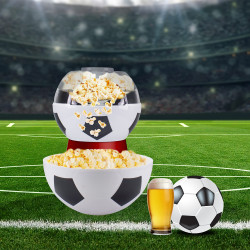 Aparat de facut popcorn Beper P101CUD051, 1200W, 270 ml, Design fotbal, Rosu/Alb