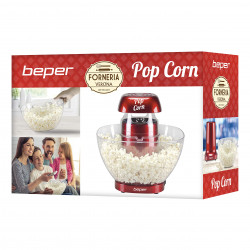 Aparat de facut popcorn cu aer cald Beper P101CUD052, 1200W, Pana la 80 g porumb, Bol incorporat, Rosu