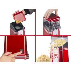 Aparat de popcorn cu aer cald Beper 90.590Y, 1200W, 260 ml, Design compact, Mentinere caldura, Rosu/Alb