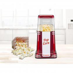 Aparat de popcorn cu aer cald Beper 90.590Y, 1200W, 260 ml, Design compact, Mentinere caldura, Rosu/Alb