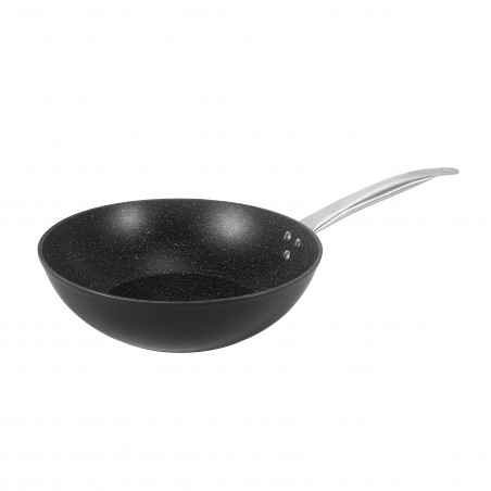 Tigaie Oliver Voltz wok OV54420N28, 28 cm, Finisaj marmura, Inductie, Negru