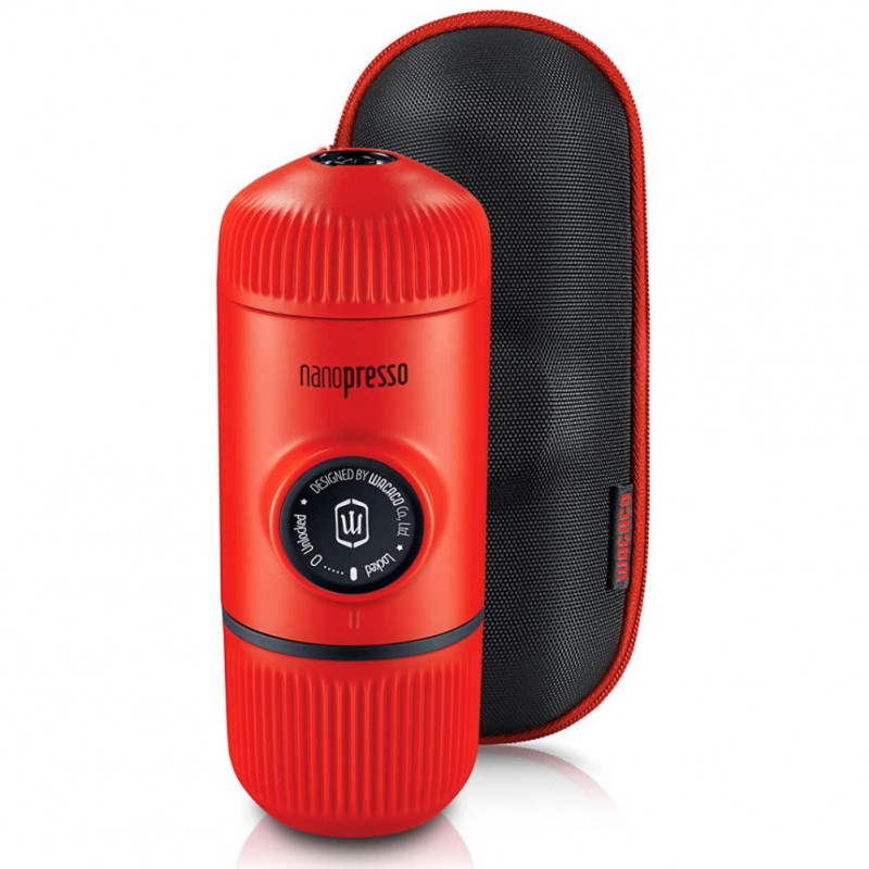 Espressor portabil Wacaco Nanopresso Lava Red, 18bar, 80 ml, Cafea macinata, Fara incarcare sau baterii, Husa, Rosu