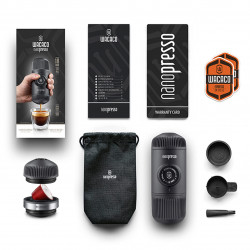 Espressor portabil Wacaco Nanopresso Classic, Cafea macinata si capsule Nespresso, 18bar, 80 ml, Fara incarcare sau baterii, Negru