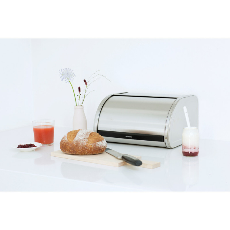 Cutie de paine Brabantia Roll Top 646889, 11 L, 31.6x26.5 cm, Structura speciala, Inox/mat