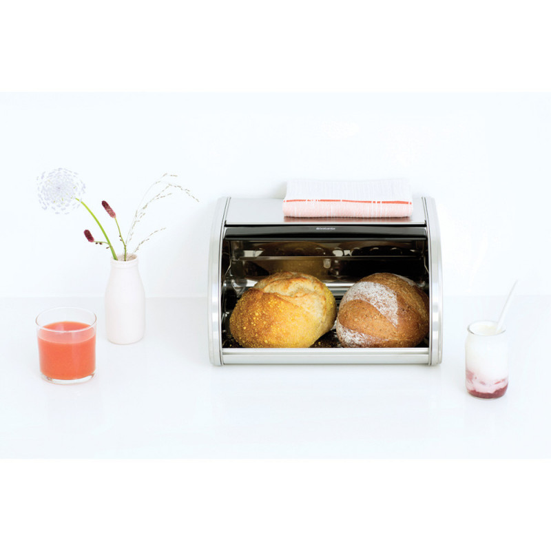 Cutie de paine Brabantia Roll Top 646889, 11 L, 31.6x26.5 cm, Structura speciala, Inox/mat