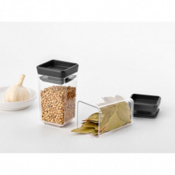 Set 2 borcane pentru condimente Brabantia Tasty+ Stackable 1008883, 150 ml, Fara BPA, Capac, Transparent/Gri inchis